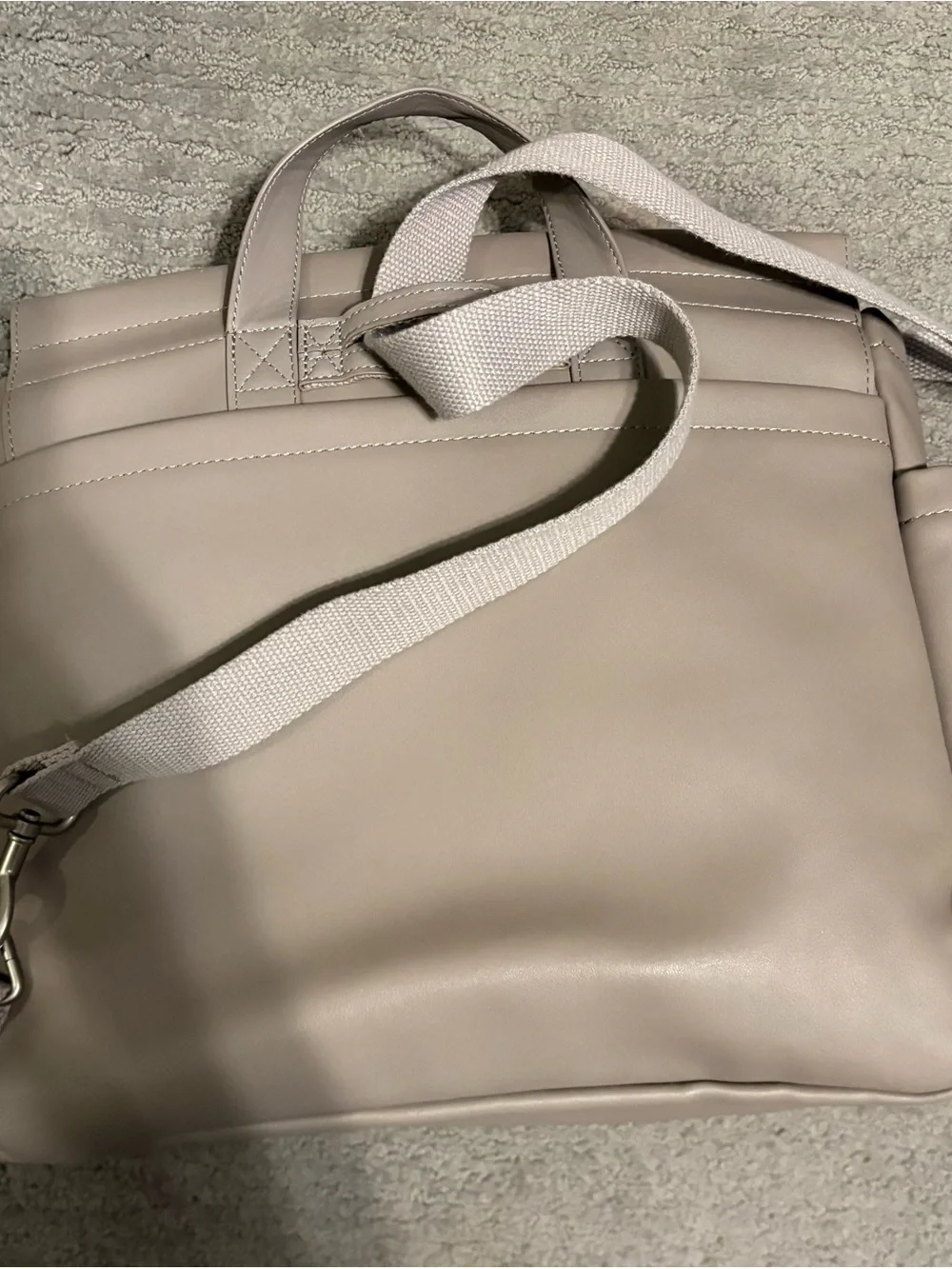 485- Skip Hop Beige Faux-Leather Diaper Backpack with Tassel
